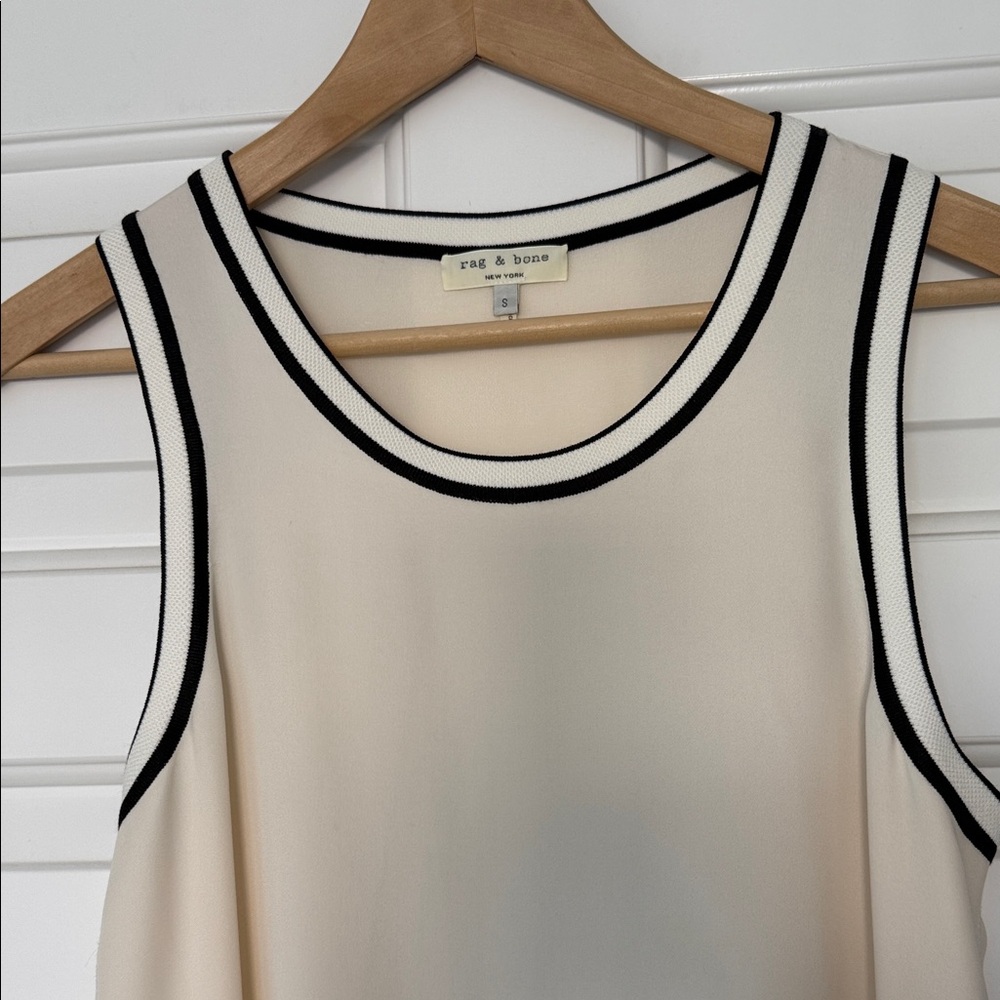 Rag & Bone Cream Silk Tank Top with Black Trim